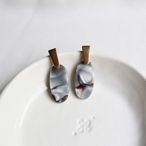 Silver and Gold Acrylic Stud Drop Earrings
